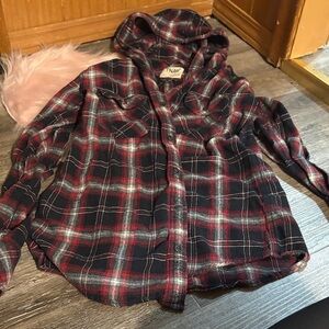 TNA Black and Red Plaid Button-Down Shirt